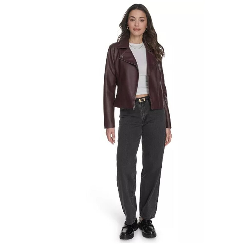 Levi’s Women's Faux-Leather Asymmetric-Zip Moto Jacket size XL NWT - Picture 3 of 5